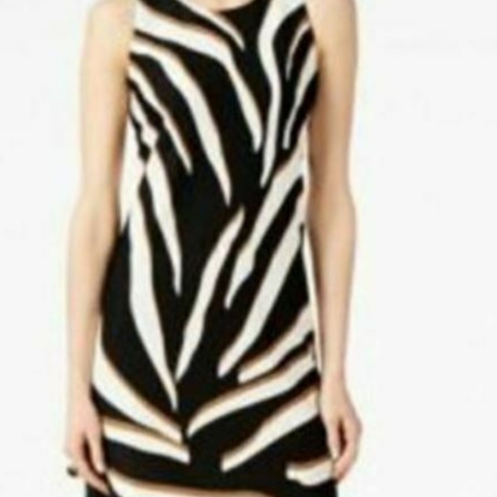 Charter Club Black, White, and Brown Patterned Mini Dress Size PXL #064